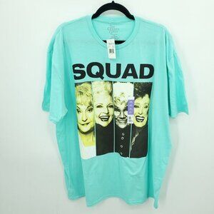 NWT Golden Girls "SQUAD" Graphic Short Sleeve 100% Cotton Tee 2X Aqua